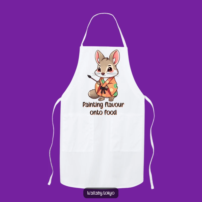 Funny Wallaby Art Apron: Kimono Wallaby Ink Brush Kitchen Gift