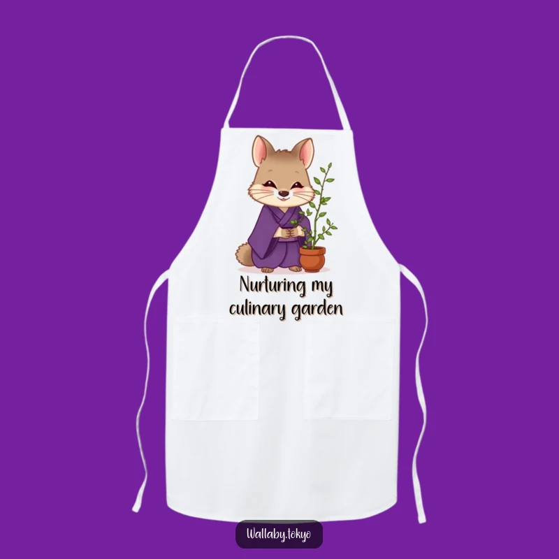 Funny Wallaby Zen Apron: Purple Kimono Wallaby Garden Gift