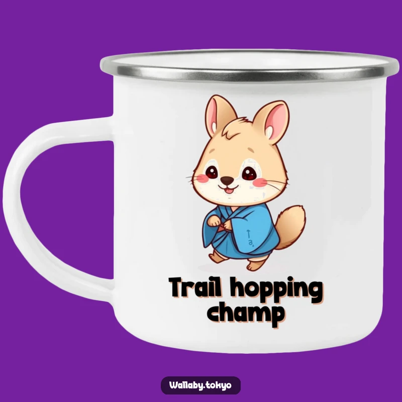 Funny Wallaby Blue Kimono Camping Mug: Adventure Hops with Cheerful Art