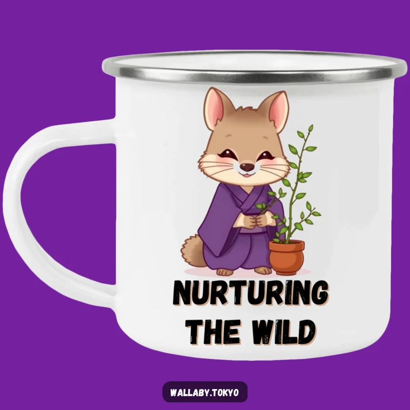 Funny Wallaby Zen Camping Mug: Purple Kimono Wallaby Outdoor Gift
