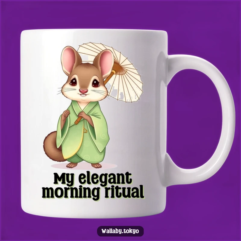 Funny Elegant Wallaby Kimono Mug: A Graceful & Humorous Gift for Art Lovers!