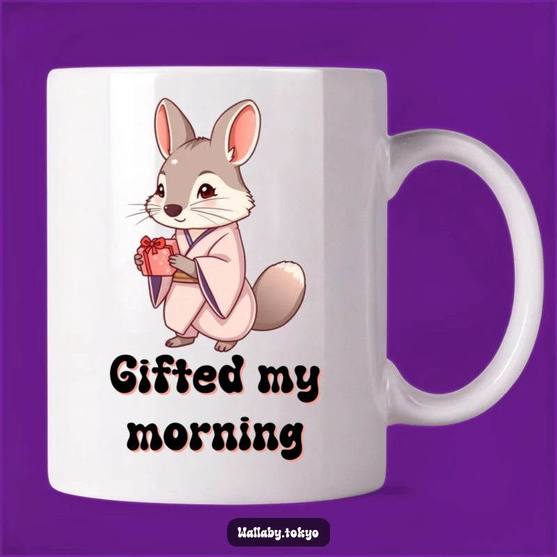 Funny Wallaby Kimono Gift Mug: Elegant Marsupial Offering Present, Unique Gift