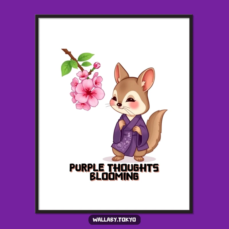 Funny Purple Wallaby Digital Art: Instant Contemplative Decor & Humorous Style!