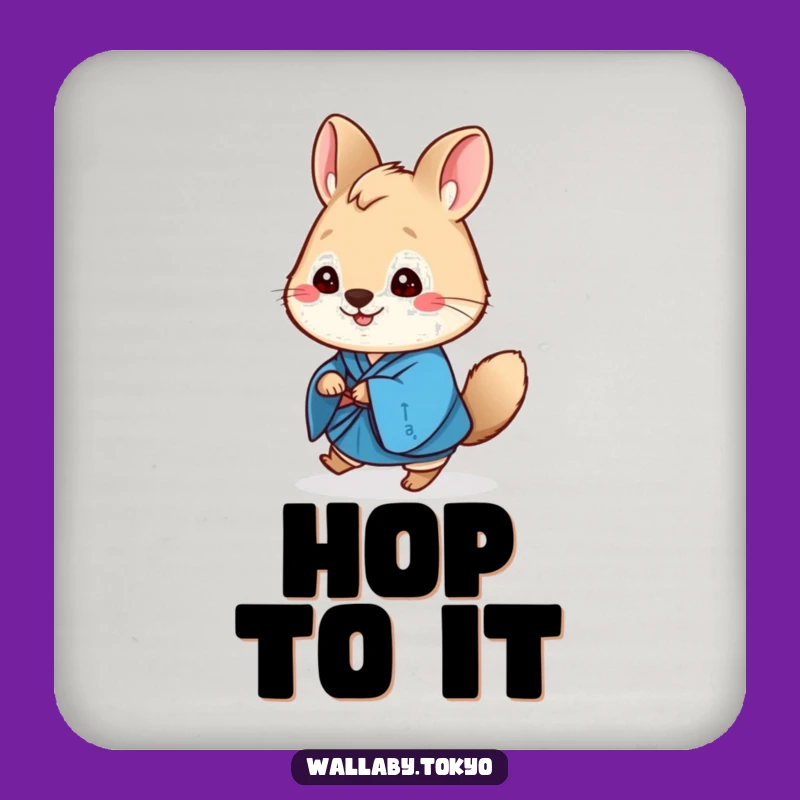 Funny Wallaby Kimono Coasters: Protect Surfaces with Cheerful Charm