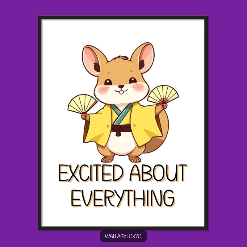 Funny Yellow Wallaby Poster: Exuberant Art & Humorous Decor for Your Space!