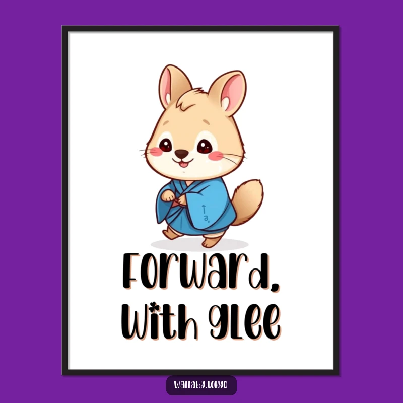 Funny Wallaby Kimono Poster: Cheerful Wall Art for a Joyful Space