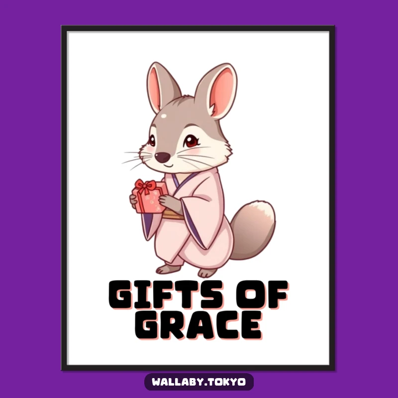Funny Wallaby Kimono Gift Poster: Elegant Marsupial Art, Unique Gift