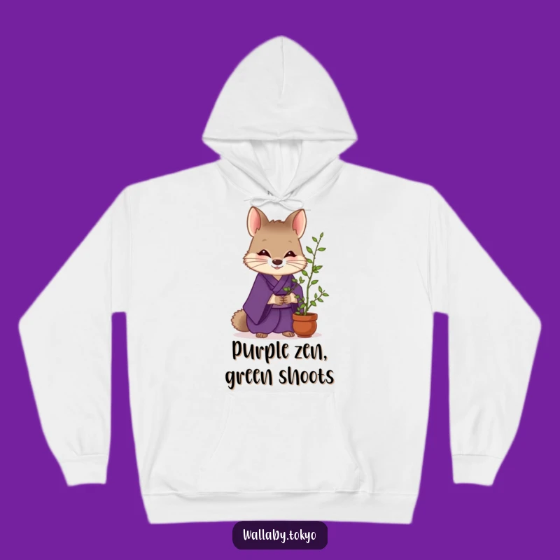 Funny Wallaby Zen Hoodie: Cozy Purple Kimono Wallaby Sweatshirt Gift