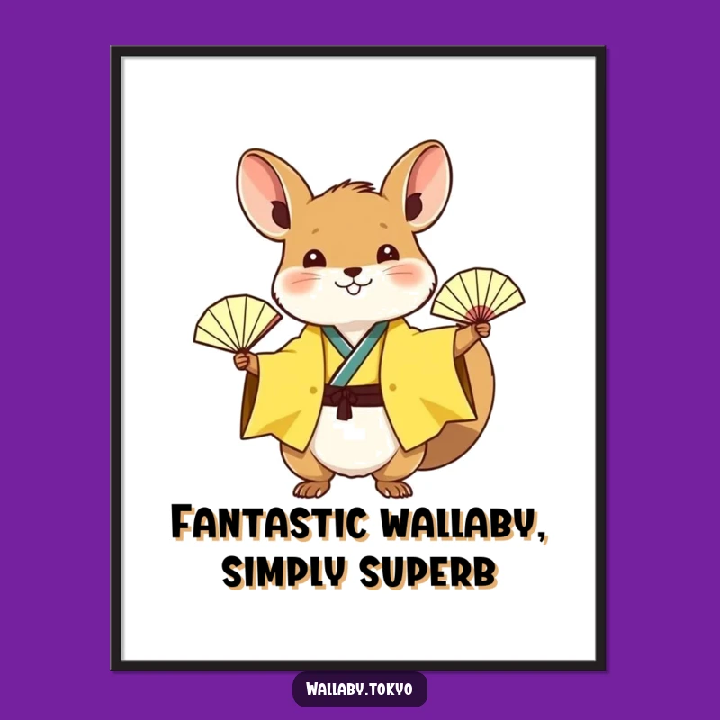 Free Printable Wall Art: Lively Wallaby Fan Kimono Funny Downloadable Decor