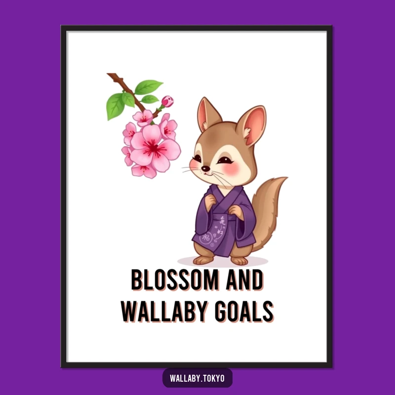 Free Printable Wall Art: Serene Wallaby Blossom Kimono Funny Downloadable Decor