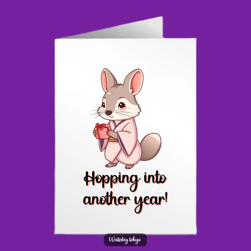 Free Printable Wallaby Birthday Card: Kimono, Gift, Elegant Fun Downloadable