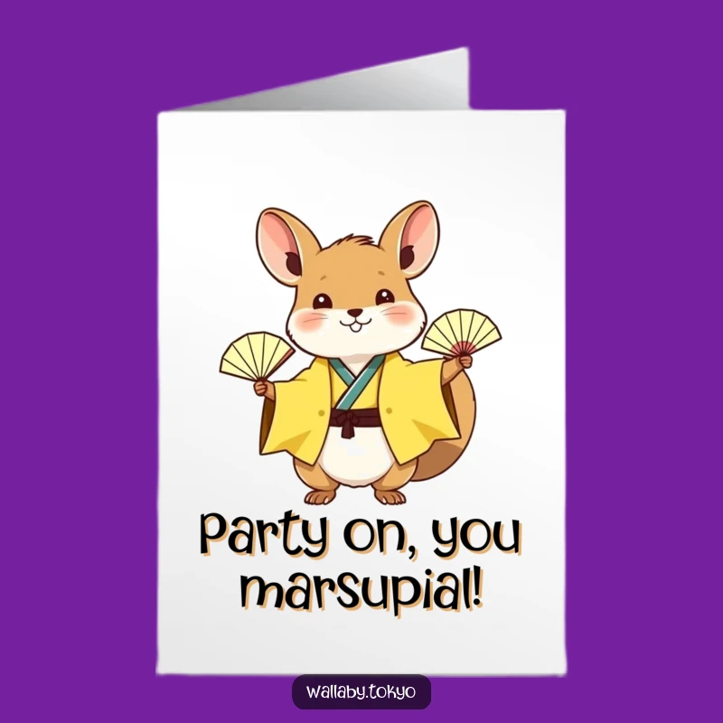 Free Printable Birthday Card: Cheerful Wallaby Fan Funny Downloadable Gift