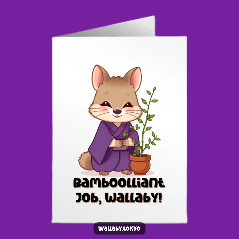 Free Printable Congrats Card: Zen Wallaby Kimono Bamboo, Humorous Downloadable Gift