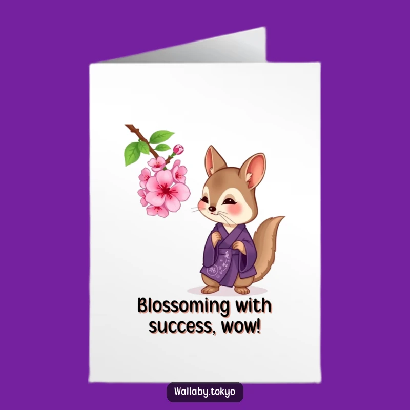 Free Printable Congrats Card: Wise Wallaby Blossom Funny Downloadable Gift