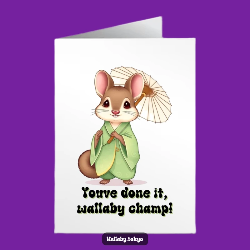 Free Printable Congrats Card: Classy Wallaby Kimono Umbrella Funny Downloadable Gift