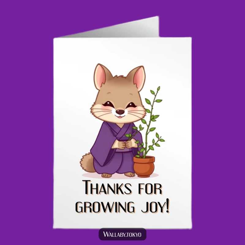 Free Printable Thank You Card: Zen Wallaby Kimono Bamboo, Humorous Downloadable Gift