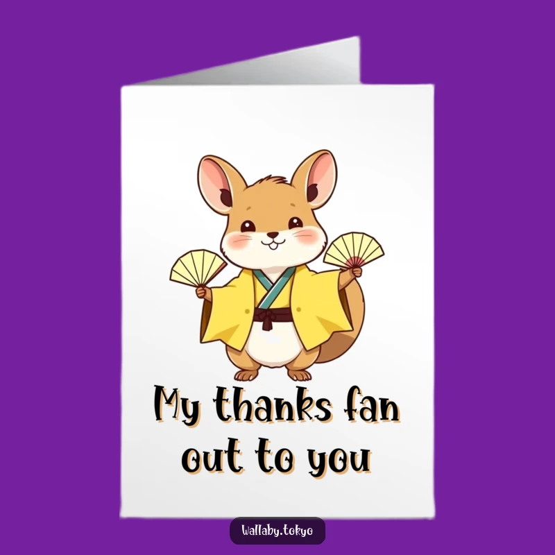 Free Printable Thank You Card: Joyful Wallaby Fan Funny Downloadable Gift