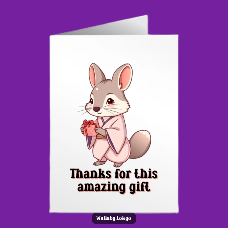 Free Printable Wallaby Thank You Card: Kimono, Gift, Elegant Downloadable Gratitude