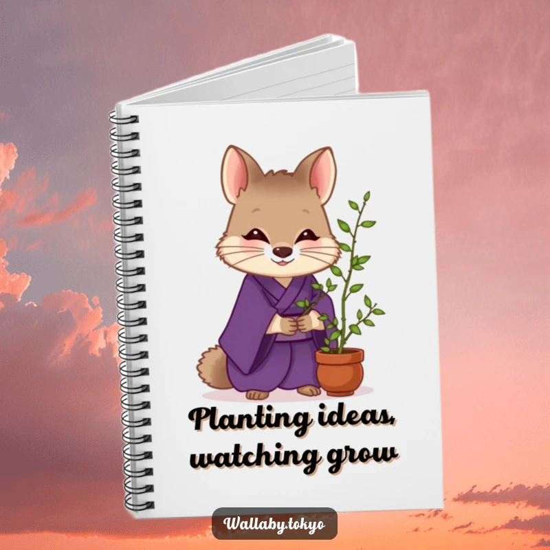 Funny Wallaby Zen Notebook: Wallaby in a purple kimono tending bamboo, ideal for humorous and peaceful journaling. Ideal funny gift.