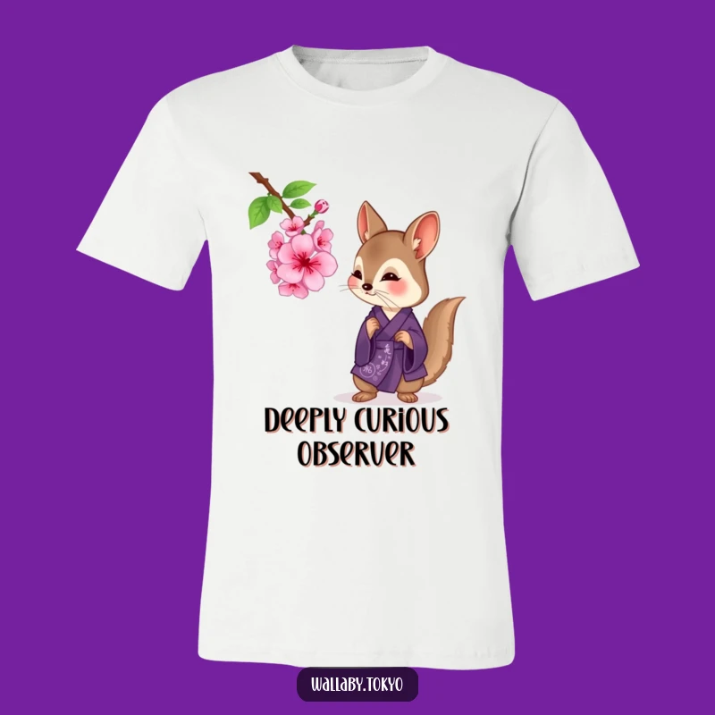 Funny Purple Wallaby Kimono Tee: Contemplate Nature with Humorous Style!