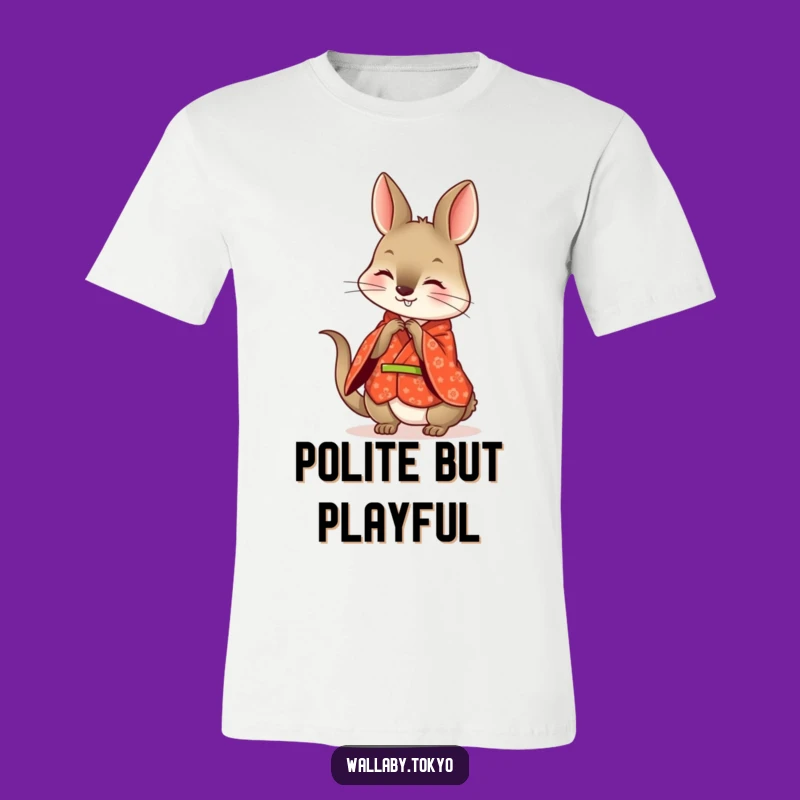 Funny Wallaby Red Kimono T-Shirt: Bow into Style with Hilarious Charm