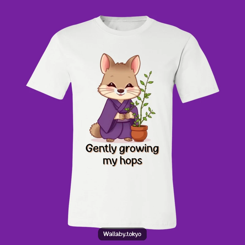 Funny Wallaby Zen T-Shirt: Purple Kimono Wallaby Bamboo Tee Gift