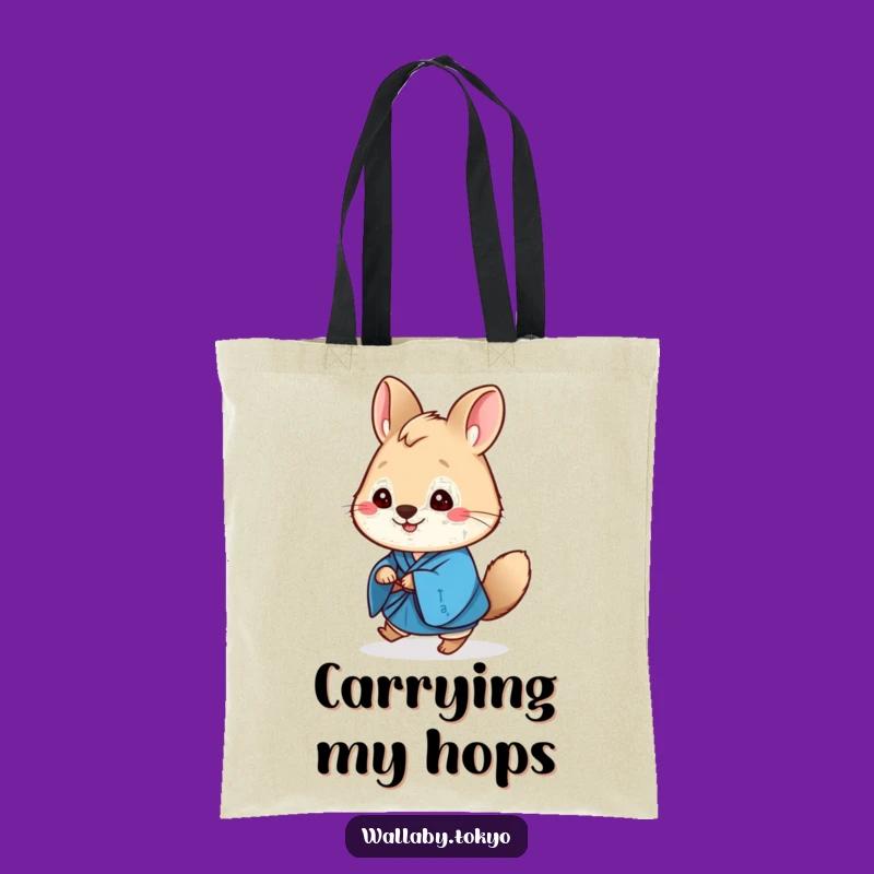 Funny Wallaby Blue Kimono Tote Bag: Carry Your Day with Hilarious Hops